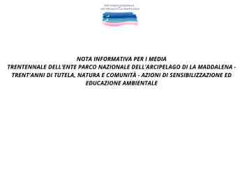 30 anni dell\'Ente Parco: nota informativa per i media