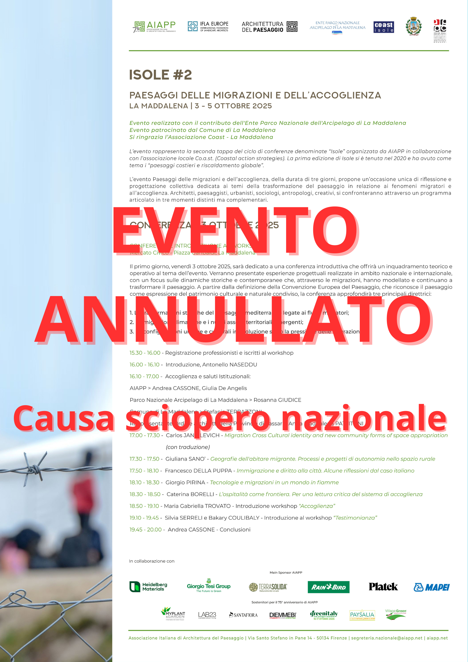 3/5 ottobre: �Paesaggi delle migrazioni e dell�accoglienza�